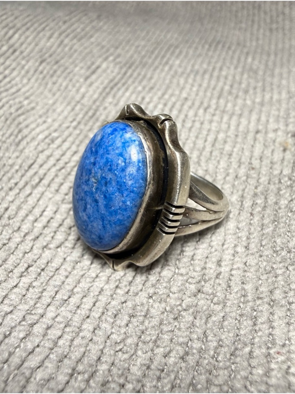 Navajo Sterling & Lapis Ring (RMJ) - Size 5.5